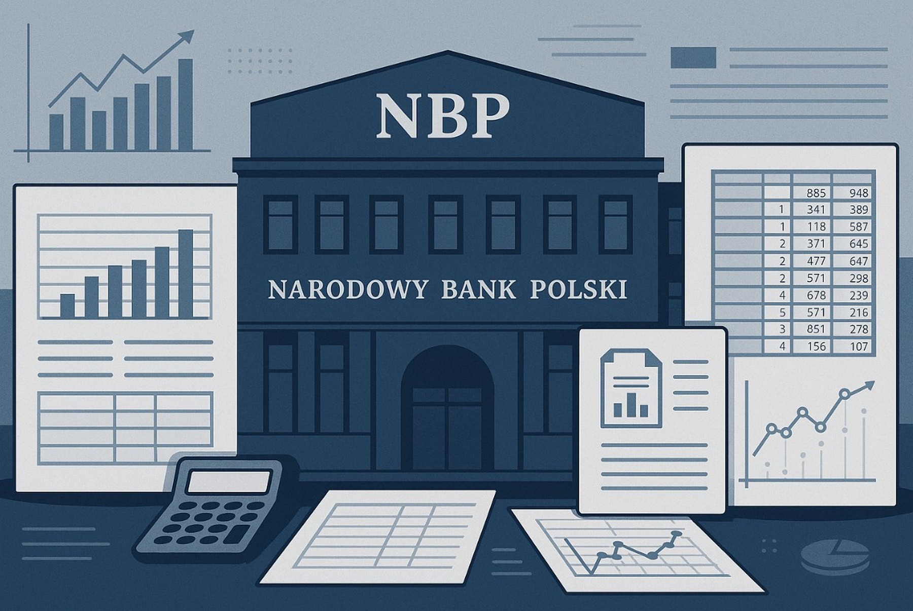 zdjęcie przedstawia widom budynku wykresy i kalkurator 